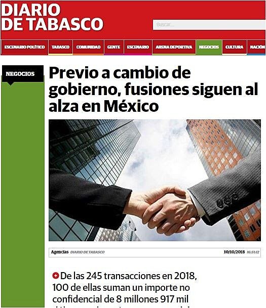 Previo a cambio de gobierno, fusiones siguen al alza en Mxico